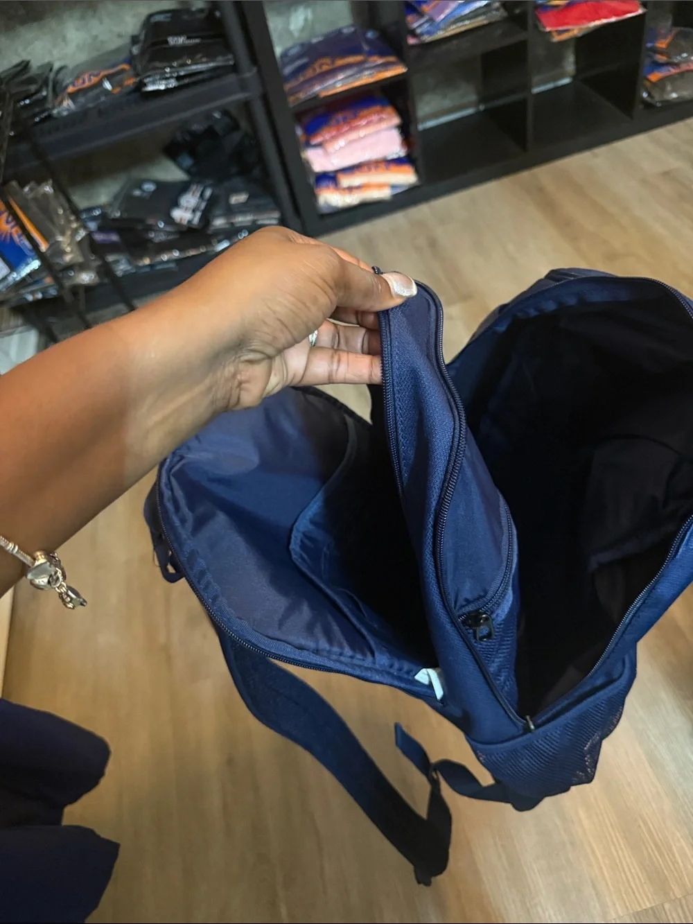 Nike Men's Dark Blue Swoosh Backpack with Black Base
